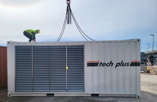 Tech Plus modular container with ventilation panels for tunnel decompression systems